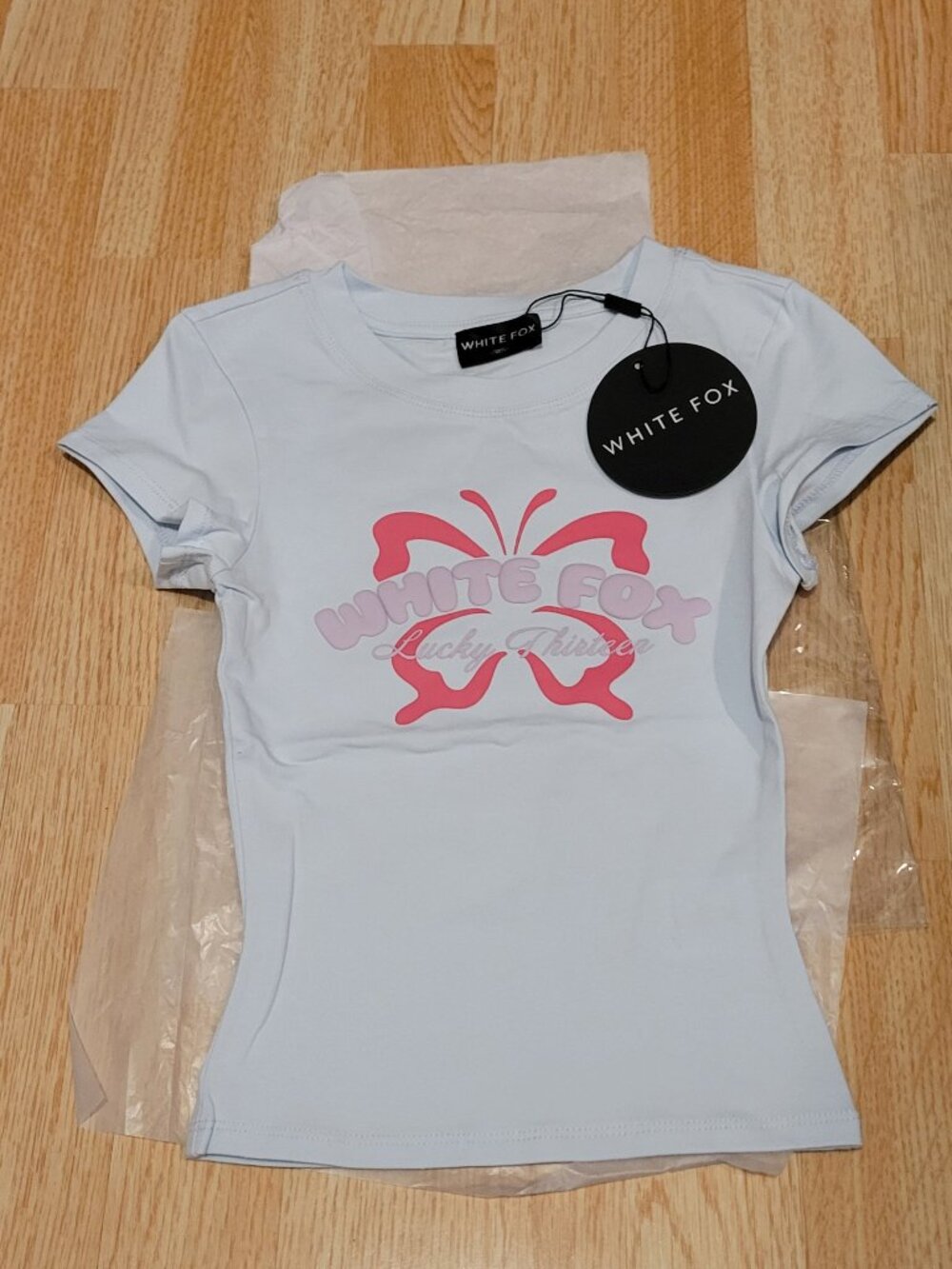 White Fox Butterfly Tee NWT size xxxs